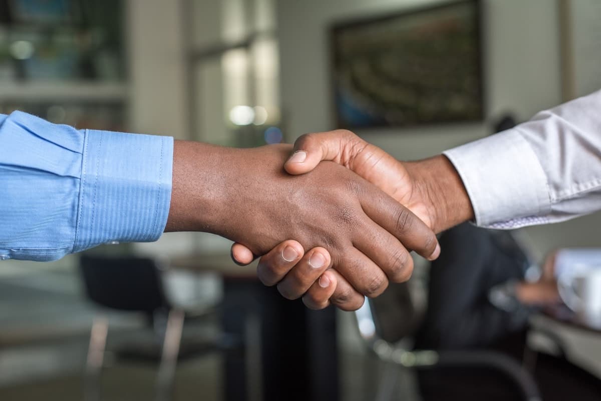 Professional business handshake symbolizing trust and partnership